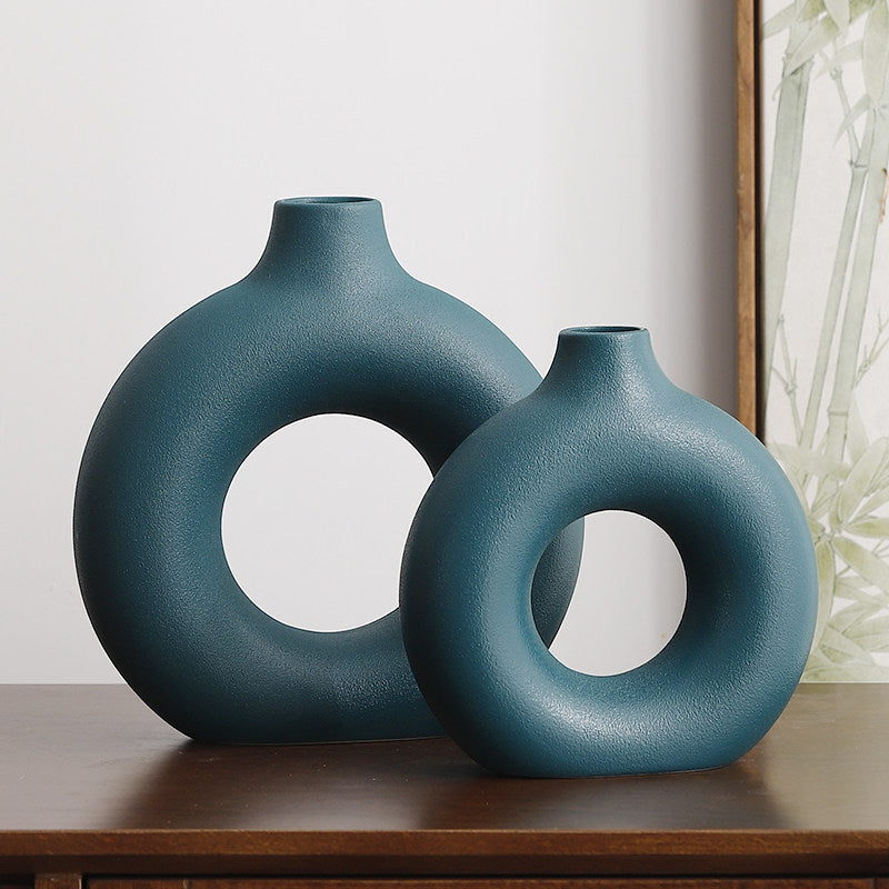 Geometric Ceramic Vase Set Modern Home Decor