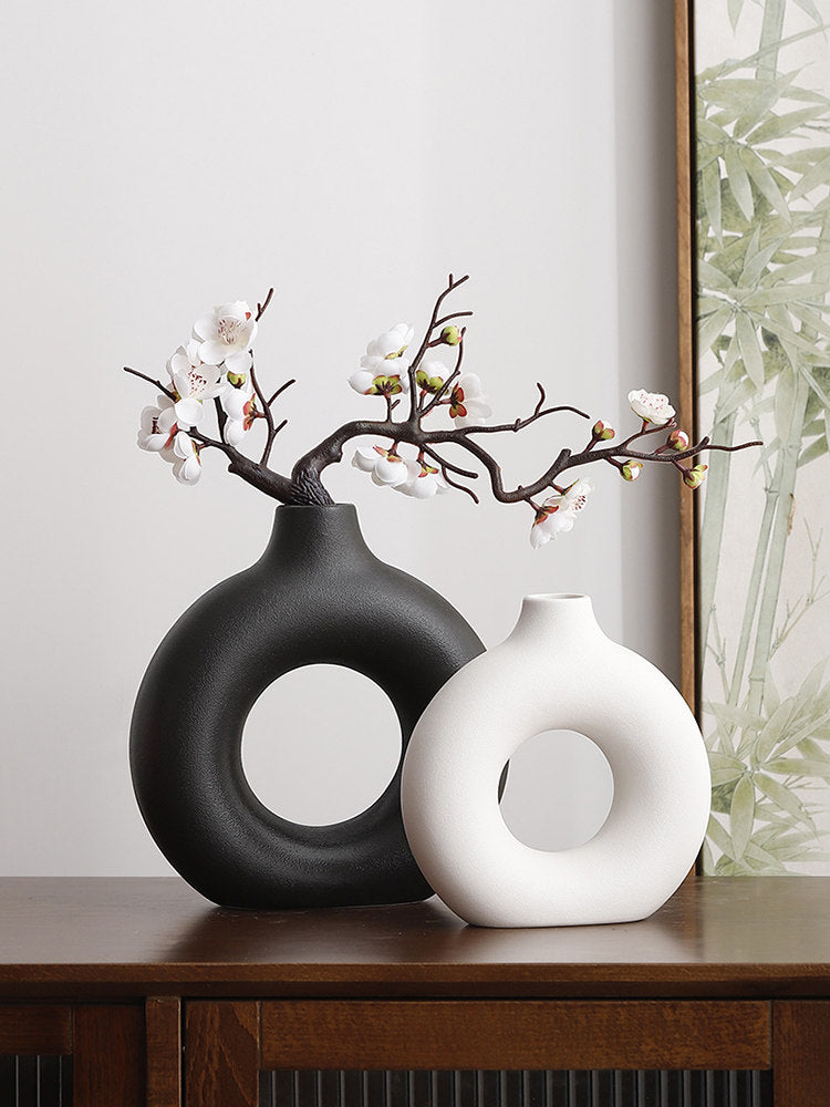 Geometric Ceramic Vase Set Modern Home Decor