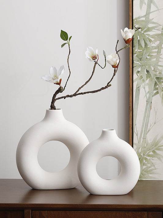 Geometric Ceramic Vase Set Modern Home Decor