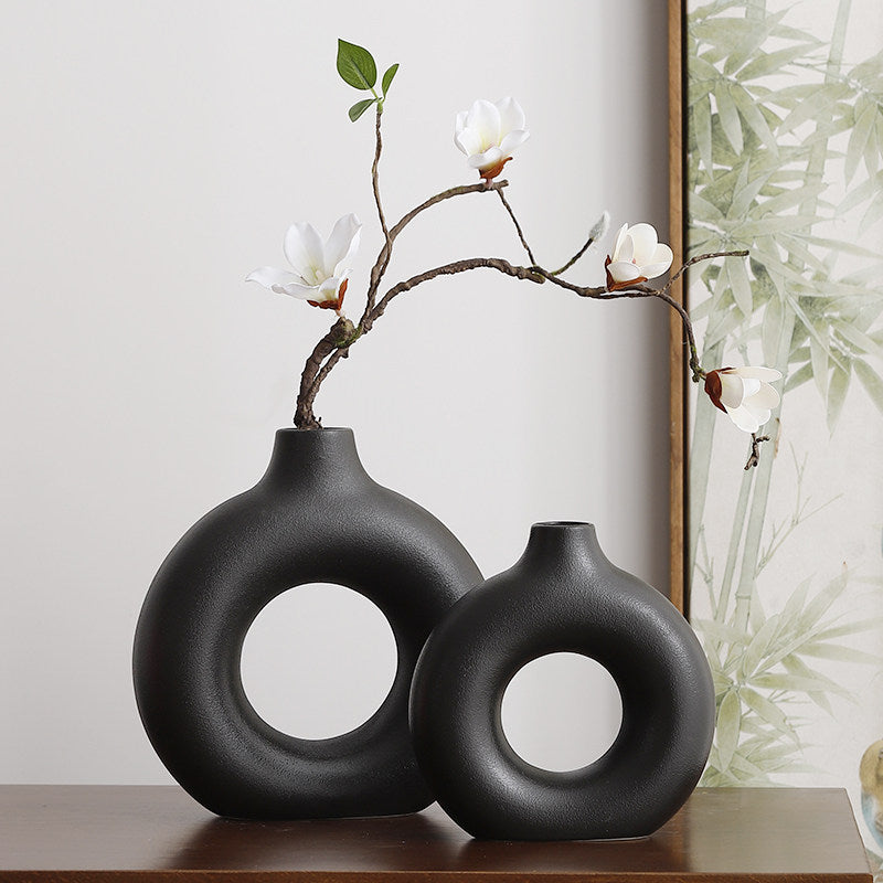 Geometric Ceramic Vase Set Modern Home Decor