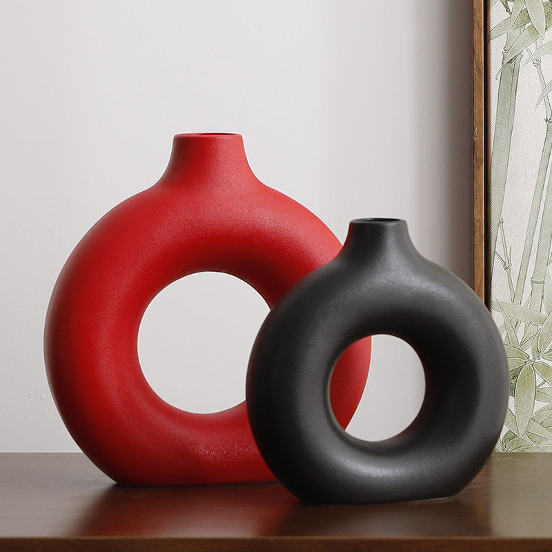 Geometric Ceramic Vase Set Modern Home Decor