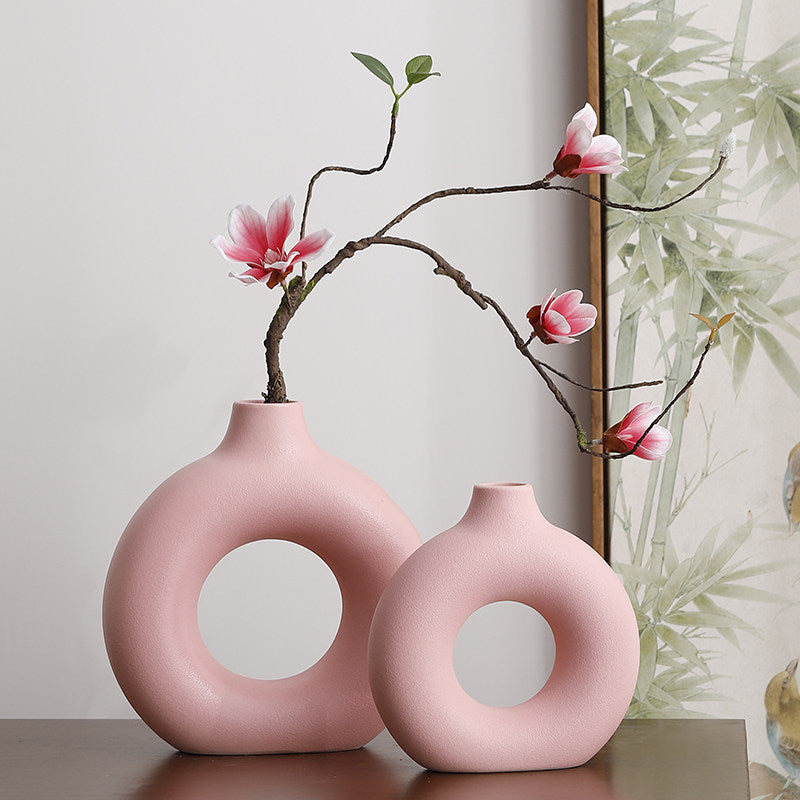 Geometric Ceramic Vase Set Modern Home Decor