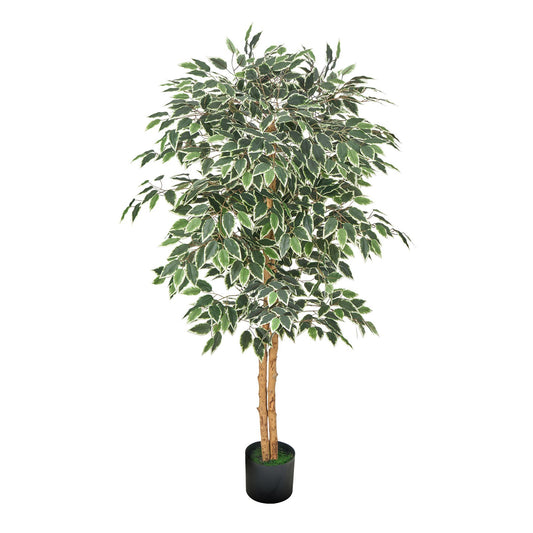 5FT Artificial Ficus Tree Tall Faux Plant With Black Pot For Indoor Decor