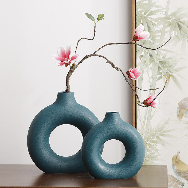 Geometric Ceramic Vase Set Modern Home Decor