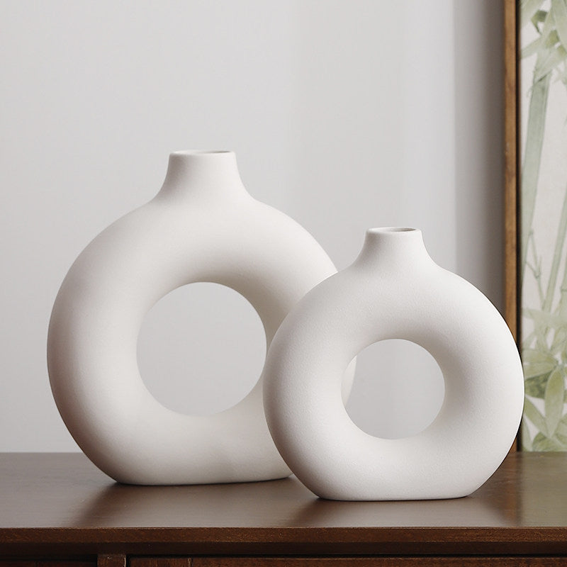 Geometric Ceramic Vase Set Modern Home Decor