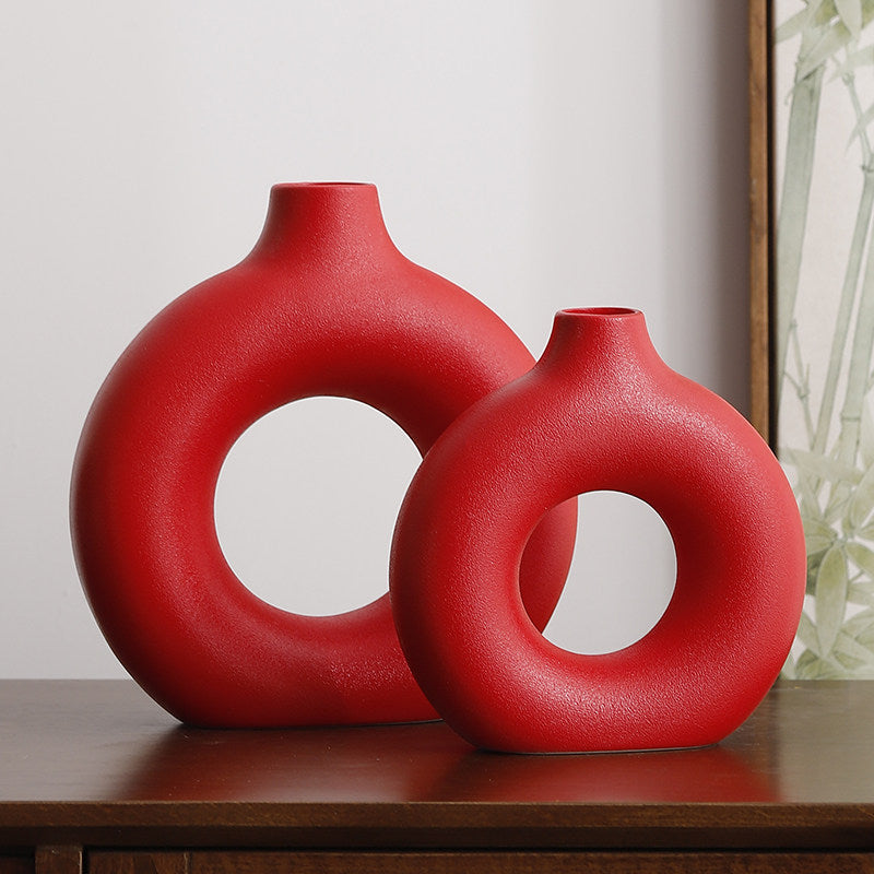 Geometric Ceramic Vase Set Modern Home Decor