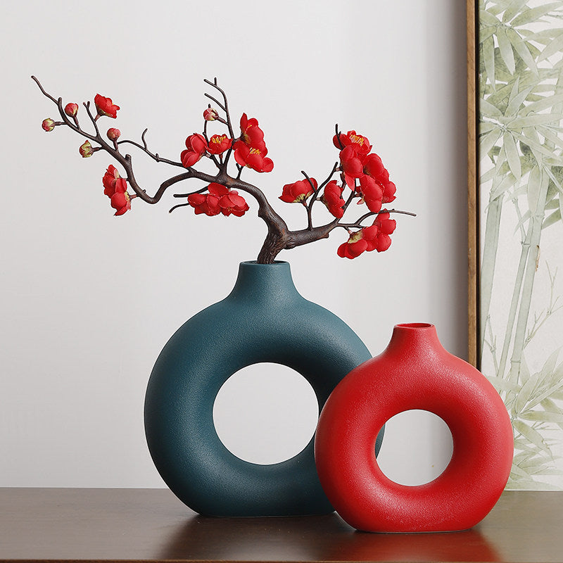 Geometric Ceramic Vase Set Modern Home Decor