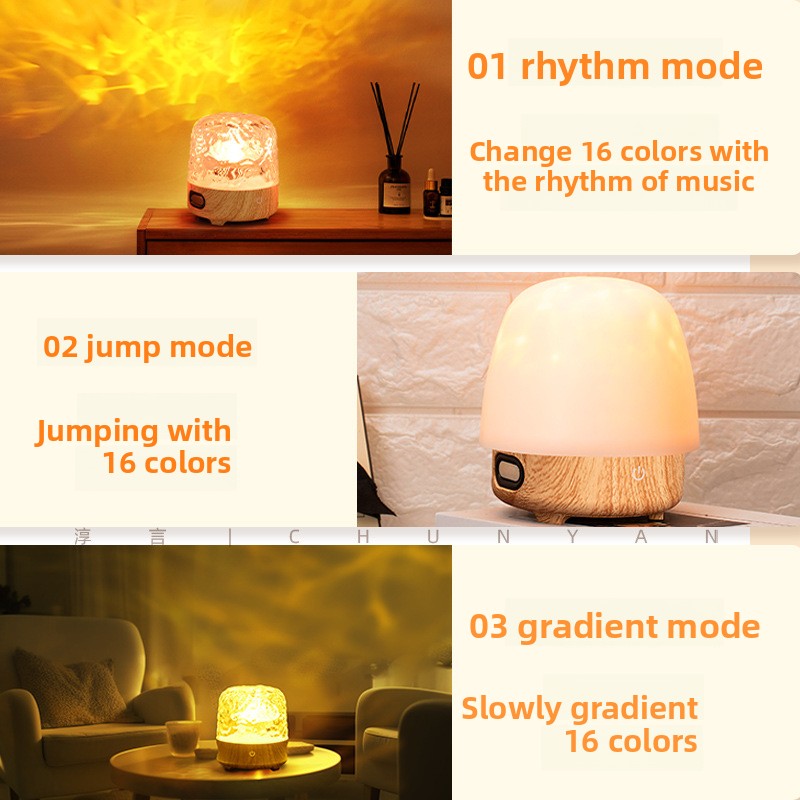 Bluetooth Night Light with Water Ripple Projection and Speaker