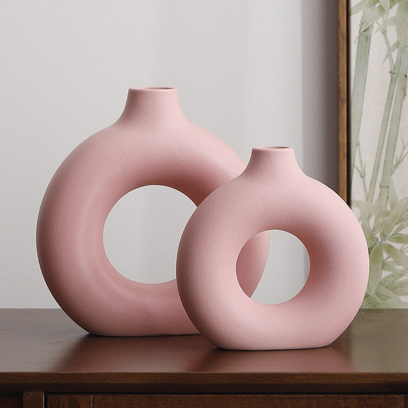 Geometric Ceramic Vase Set Modern Home Decor